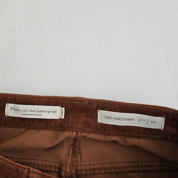 Pilcro & The Letterpress Jeans 29 Brown Corduroy High-Rise Skinny Ankle Stretch‎ - Picture 5 of 11